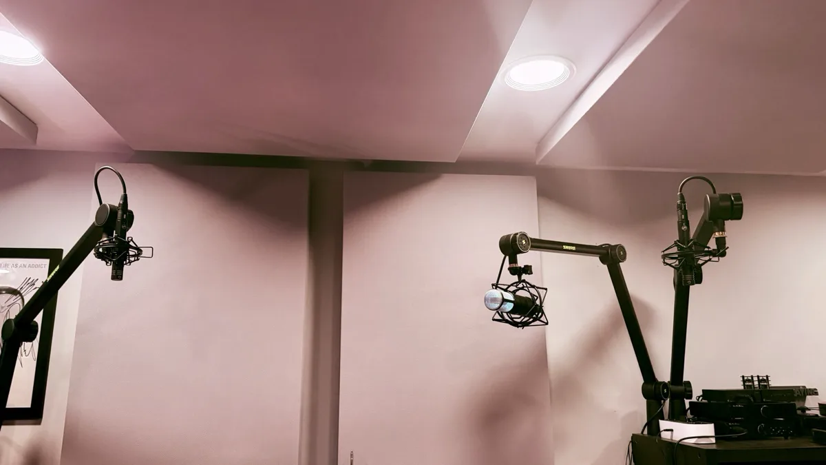 Acoustimac absorption panels mounted in the studio
