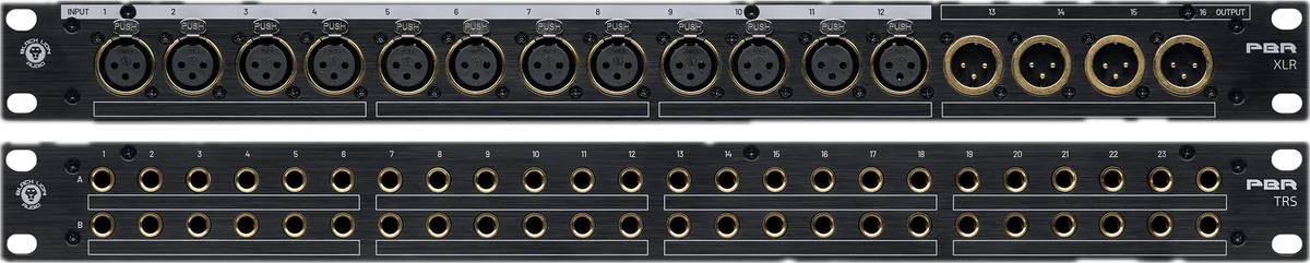 Black Lion Audio PBR XLR and PBR TRS patchbays, stacked