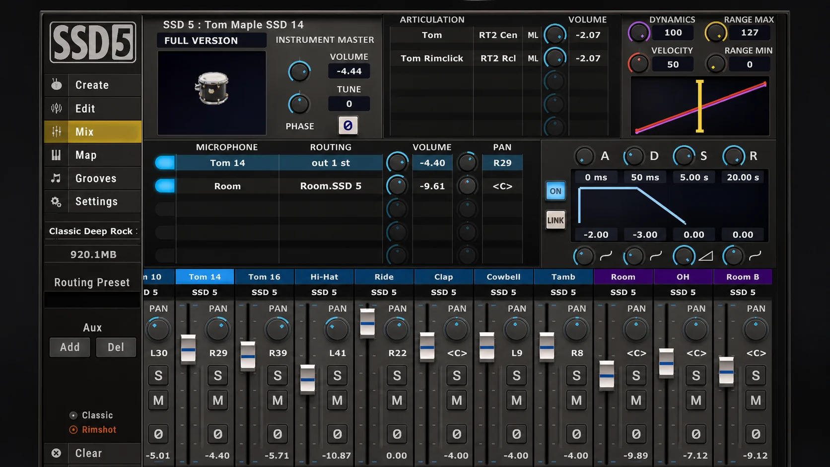 Steven Slate Drums 5 mixer interface