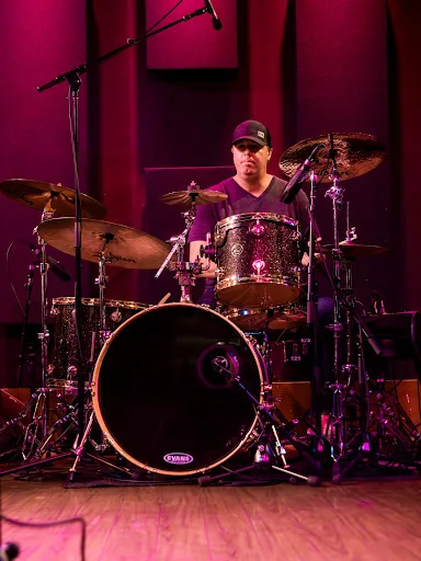 Tyler Ingersoll playing drums at World Cafe Live in Philadelphia in 2024